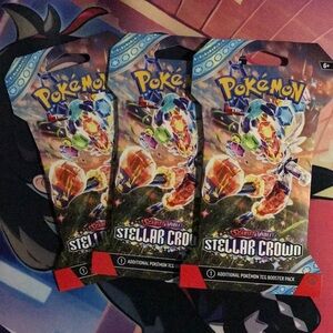 Pokémon Scarlet & Violet Stellar Crown Sleeved Booster Pack Bundle x3